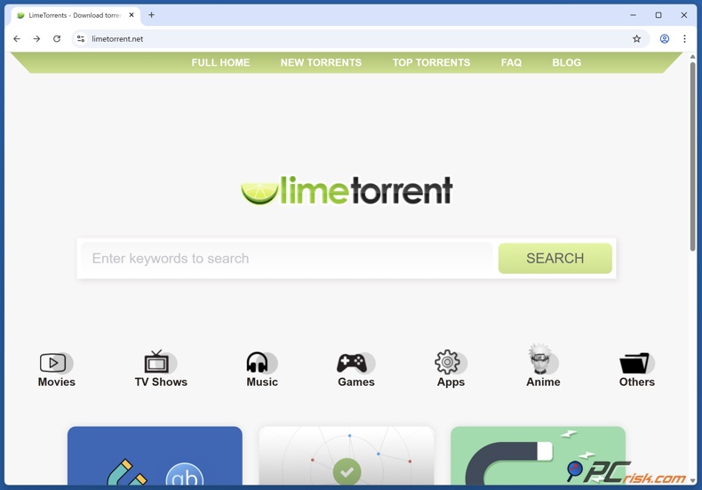 Página principal de LimeTorrents