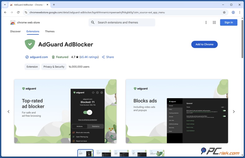 AdGuard browser extension in Chrome