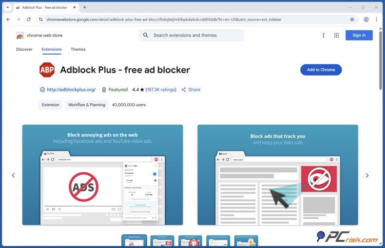Adblock Plus Chrome extensión