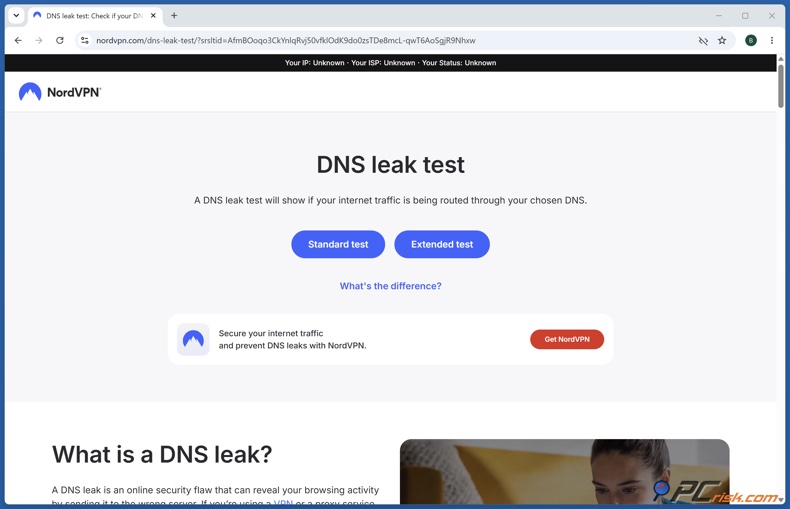 Prueba de fugas de DNS de NordVPN