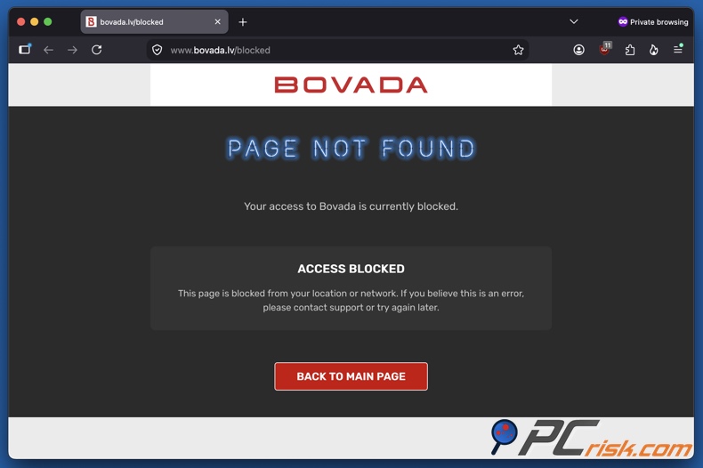 Bovada blocked