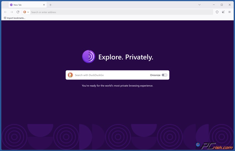 Página principal de Tor Browser