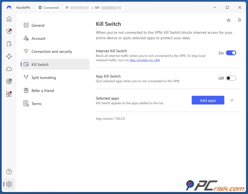 Activar el kill switch de NordVPN