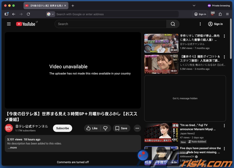Vídeo no disponible en su región en YouTube