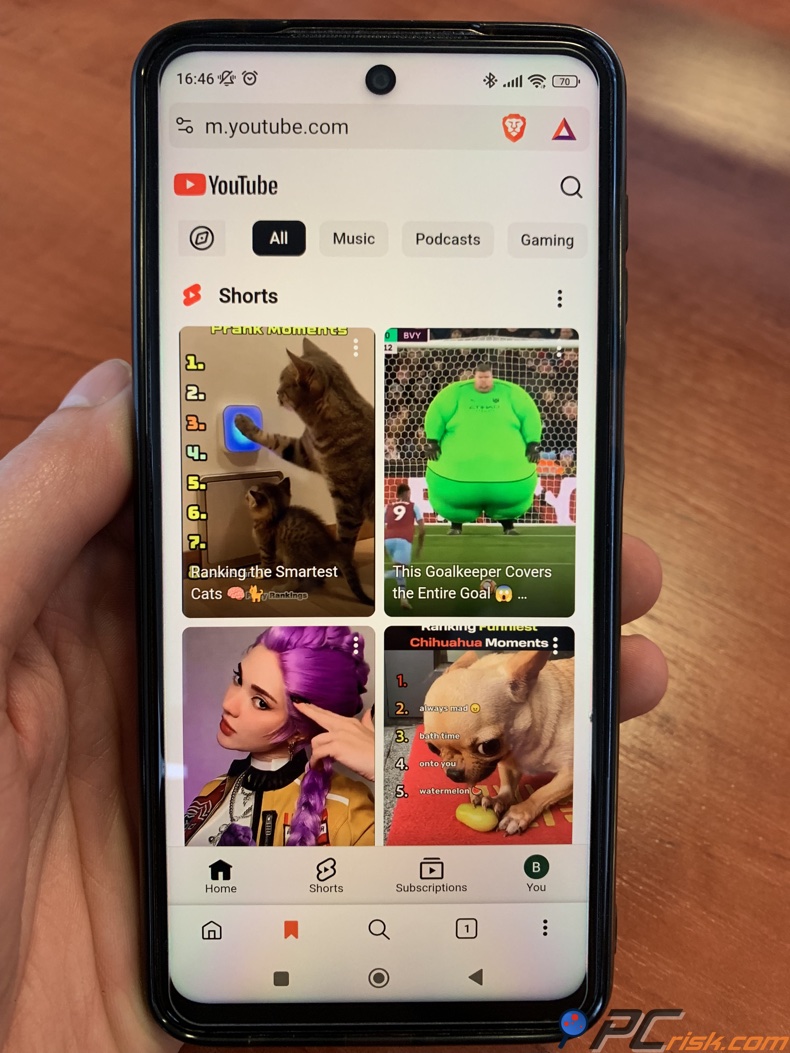 YouTube en el navegador Brave