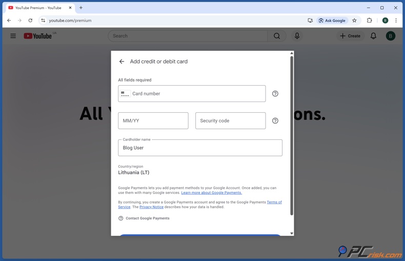 Agregar tarjeta de crédito o débito
