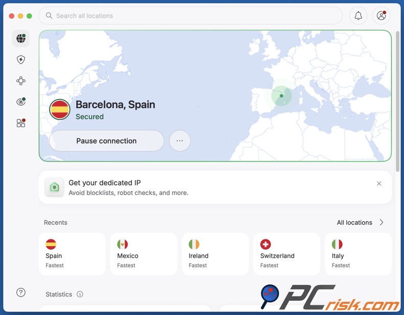 NordVPN conectado a España