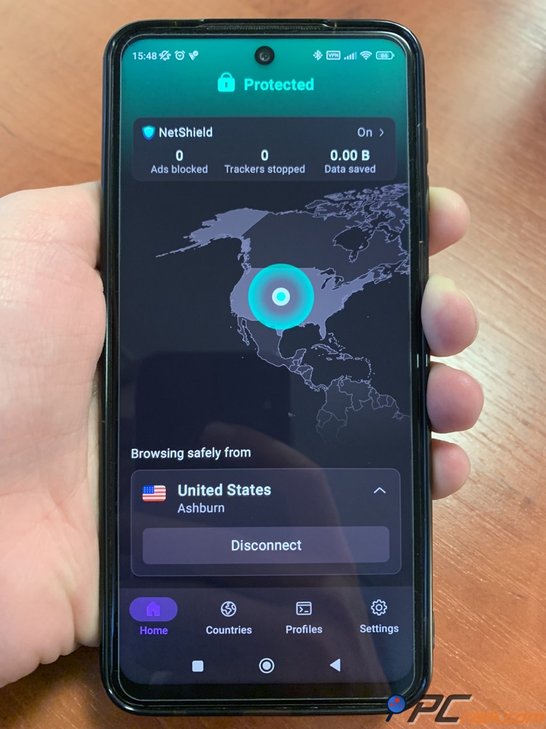 Panel de Proton VPN para Android