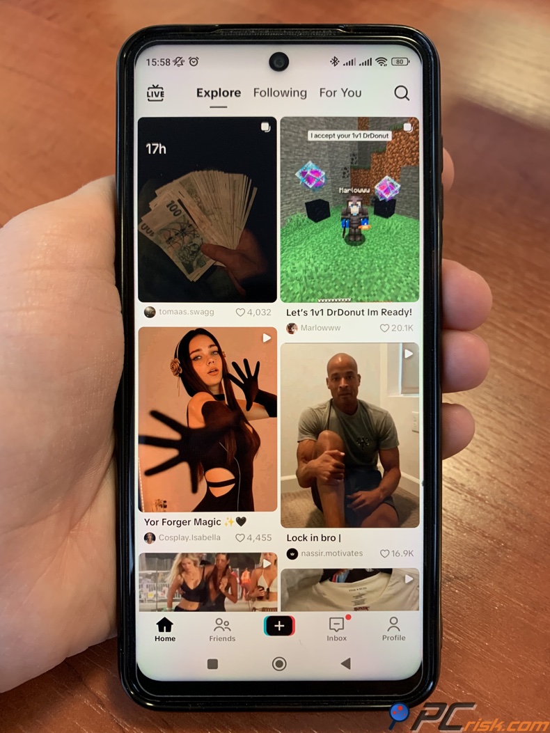 Ventana Explorar de TikTok