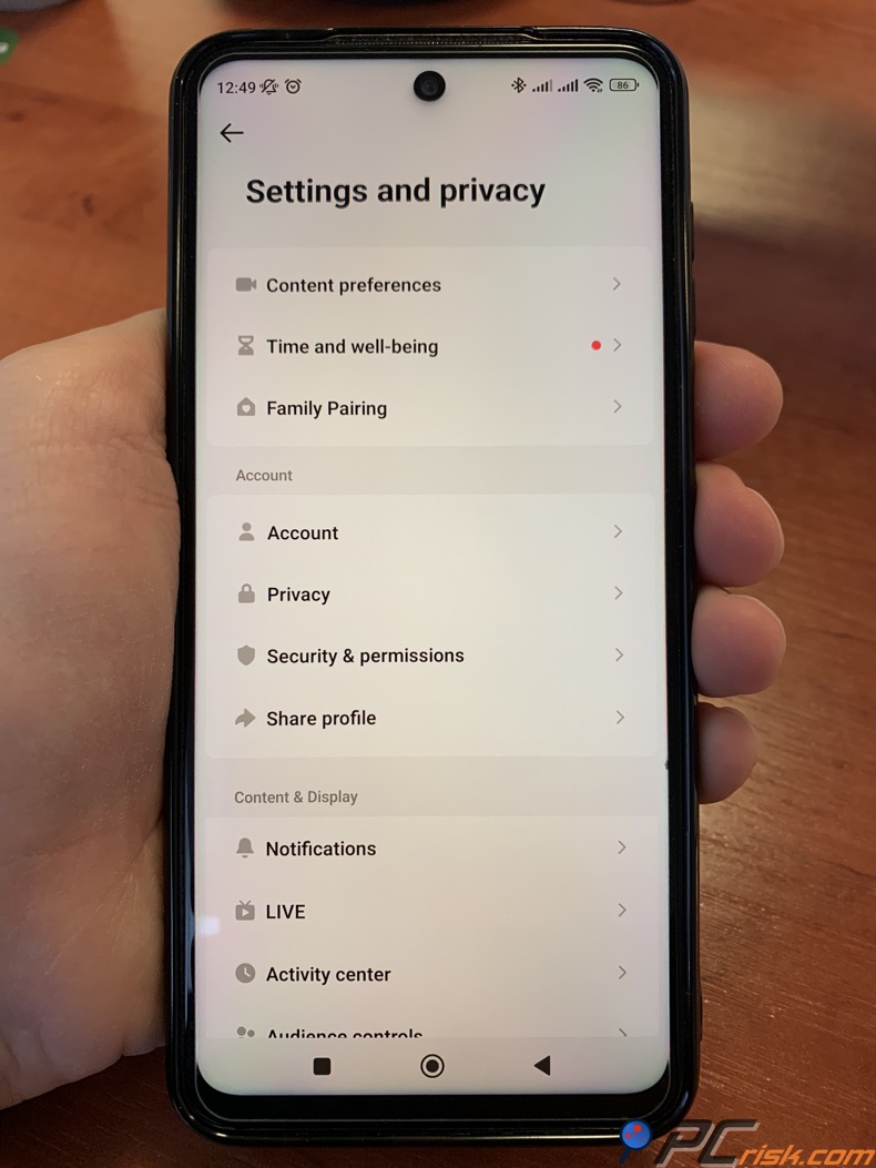 Configuración y privacidad de TikTok