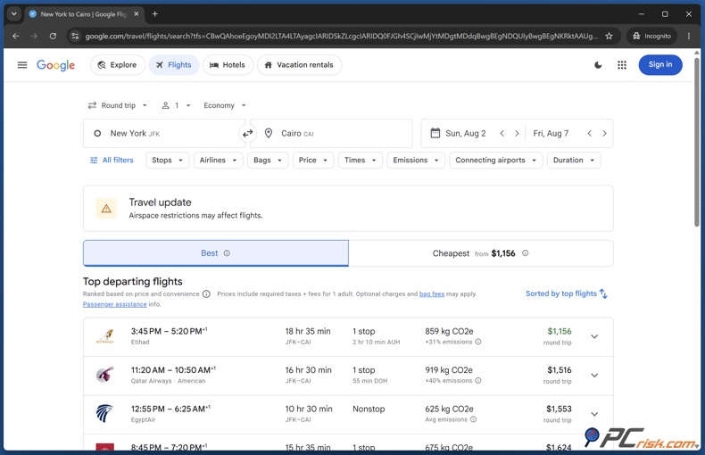 Búsqueda en Google Flights