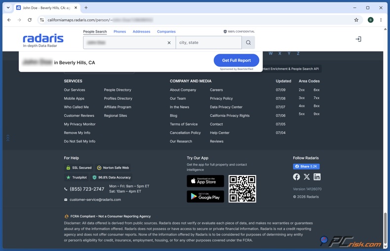 Radaris Remove My Info