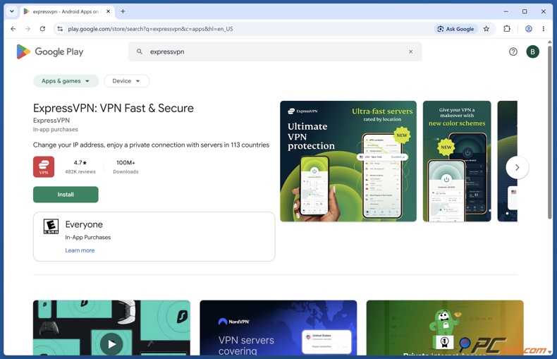 ExpressVPN on the Google Play Store