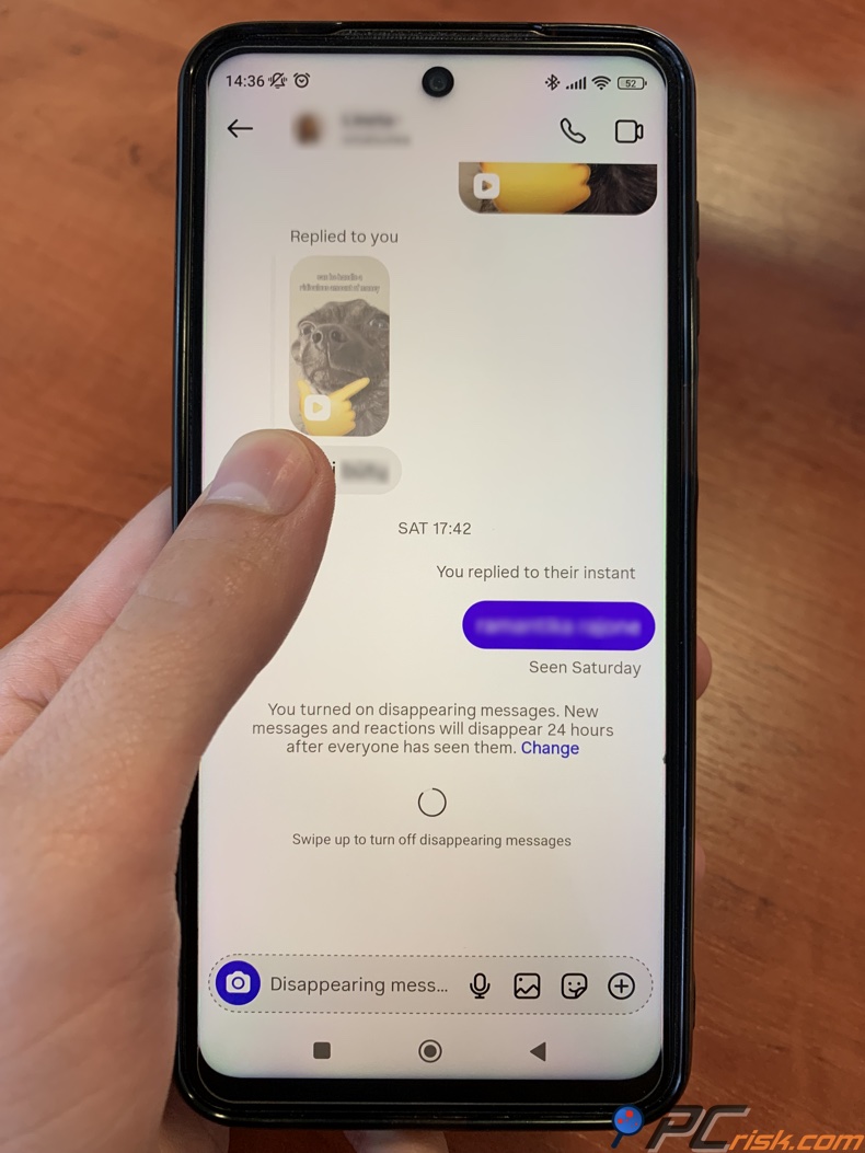Desactivar los mensajes que desaparecen de Instagram