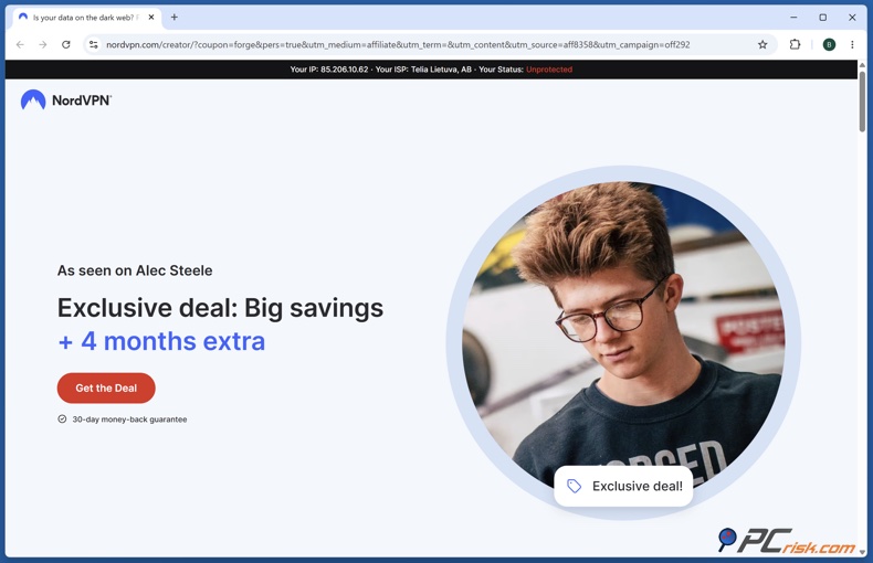 Oferta de NordVPN con Alec Steele