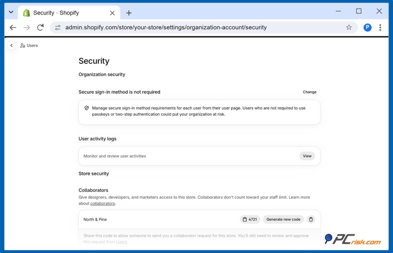 Seguridad de usuarios en Shopify