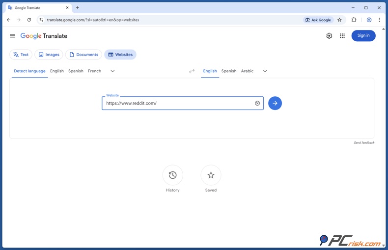 Acceder a un sitio web mediante Google Translate