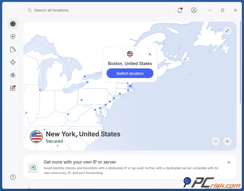 NordVPN switch server location