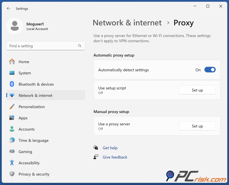 Windows 11 proxy settings