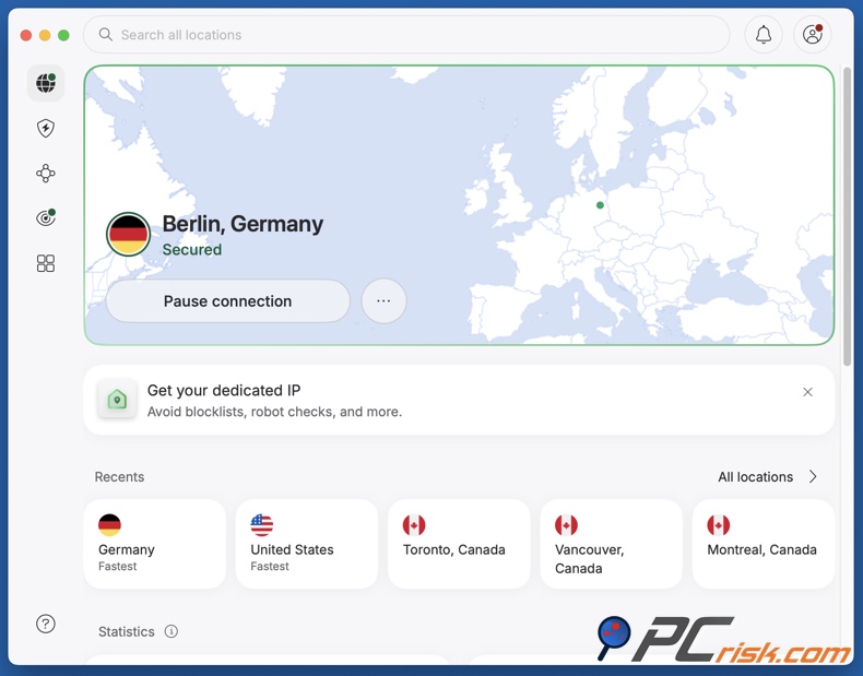 NordVPN conectado a Alemania