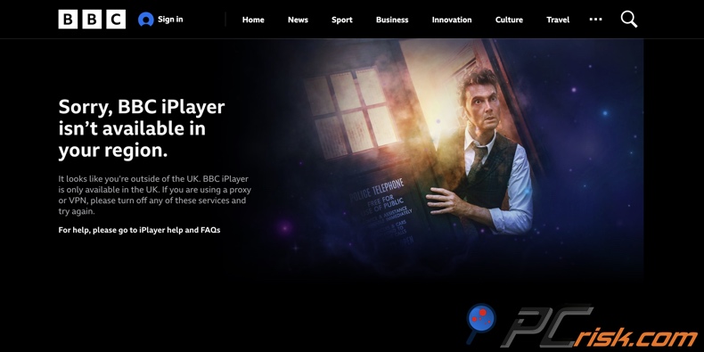 Mensaje de BBC iPlayer no disponible en su región