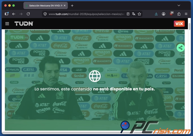 TUDN no disponible en su región