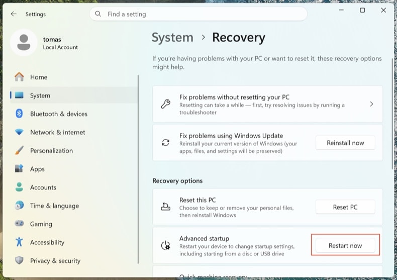 Iniciar Windows 11 en modo seguro con funciones de red
