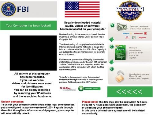 Advertencia del FBI sobre antipiratería