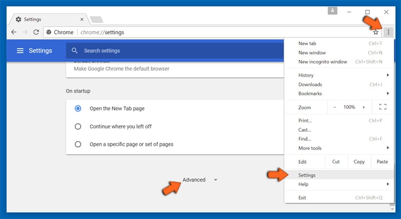 resetear la configuración de Google Chrome paso 1