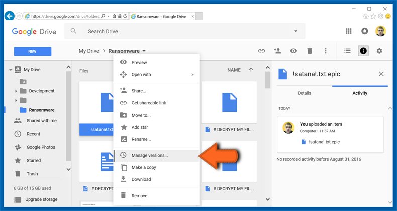 administrar versiones en google drive