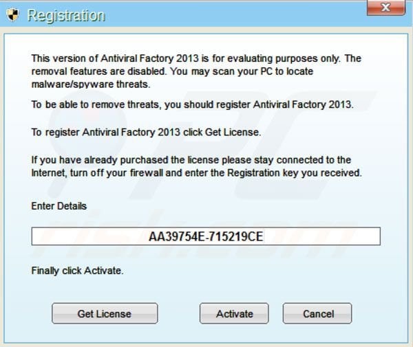 Paso 2 de registro en Antiviral Factory 2013