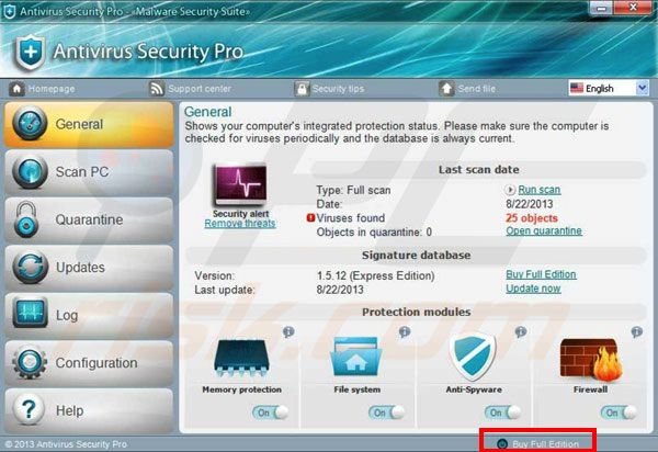 Antivirus Security Pro introduciendo la clave de activación paso 1