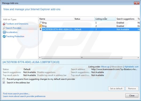 BuenoSearch buscador por defecto en Internet Explorer
