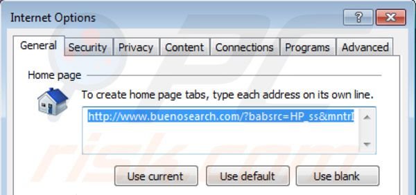 Página de inicio BuenoSearch en Internet Explorer