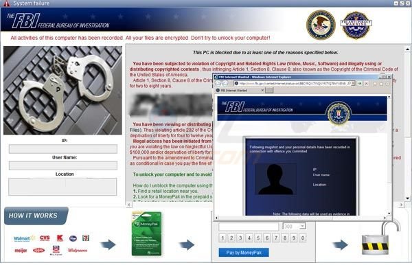 Virus FBI de fallo del sistema