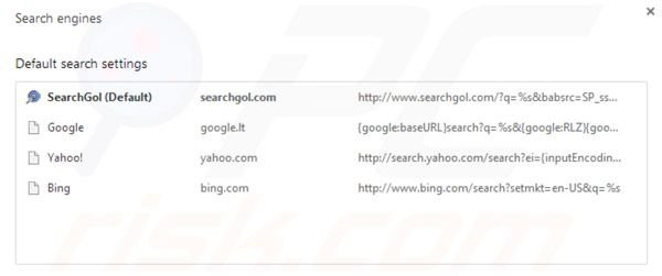 Searchgol motor de búsqueda por defecto en Google Chrome