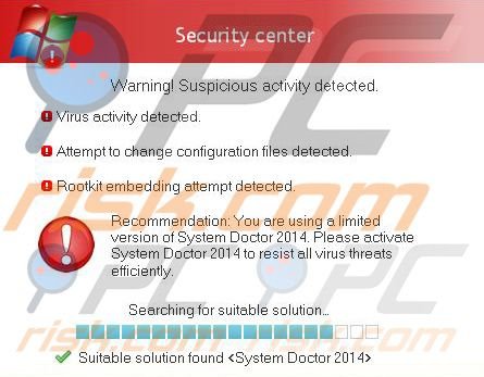 Advertencia emergente falsa de System Doctor 2014