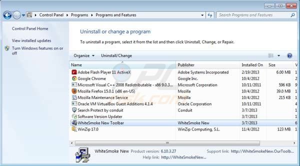 desinstalar WhiteSmoke Toolbar