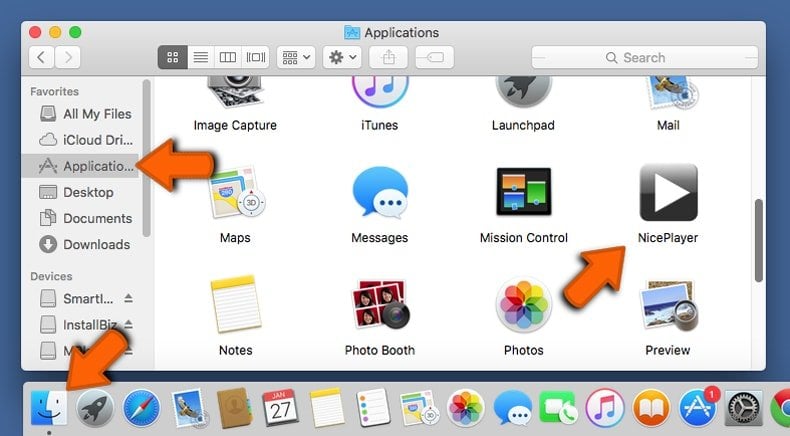 Eliminación de secuestrador de navegadores Mac de la carpeta aplicaciones