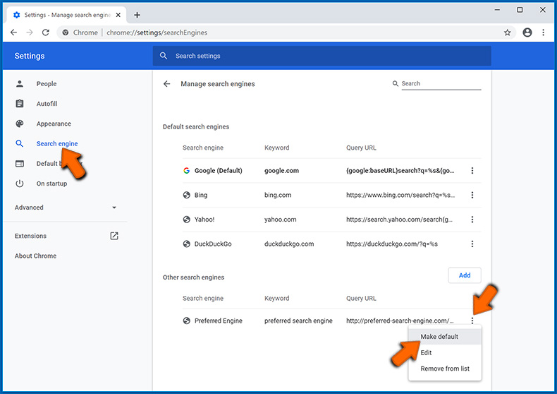 Cambiar el motor de búsqueda predeterminado en Google Chrome