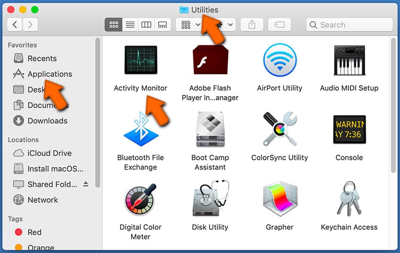 Abriendo el Monitor de Actividad en Mac OS
