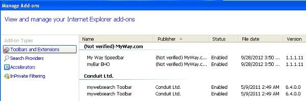 desinstalar la barra my way search toolbar de internet explorer