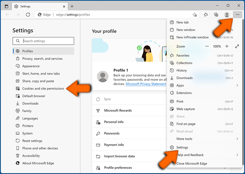 Deshabilitar las notificaciones del navegador web en Microsoft Edge (paso 1)