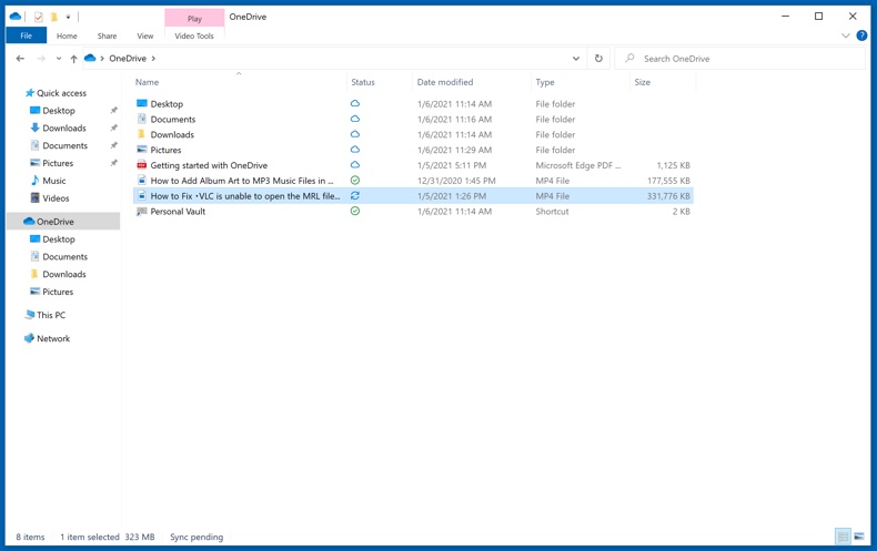 Estados de archivo en la carpeta OneDrive