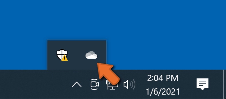 Haga clic en el icono de OneDrive en la barra de tareas