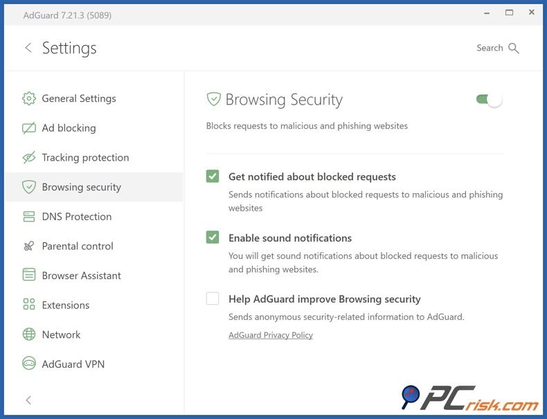 AdGuard Seguridad de navegación
