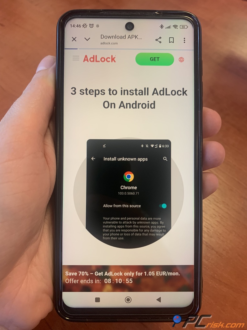 Adlock para la página de descarga de APK para Android