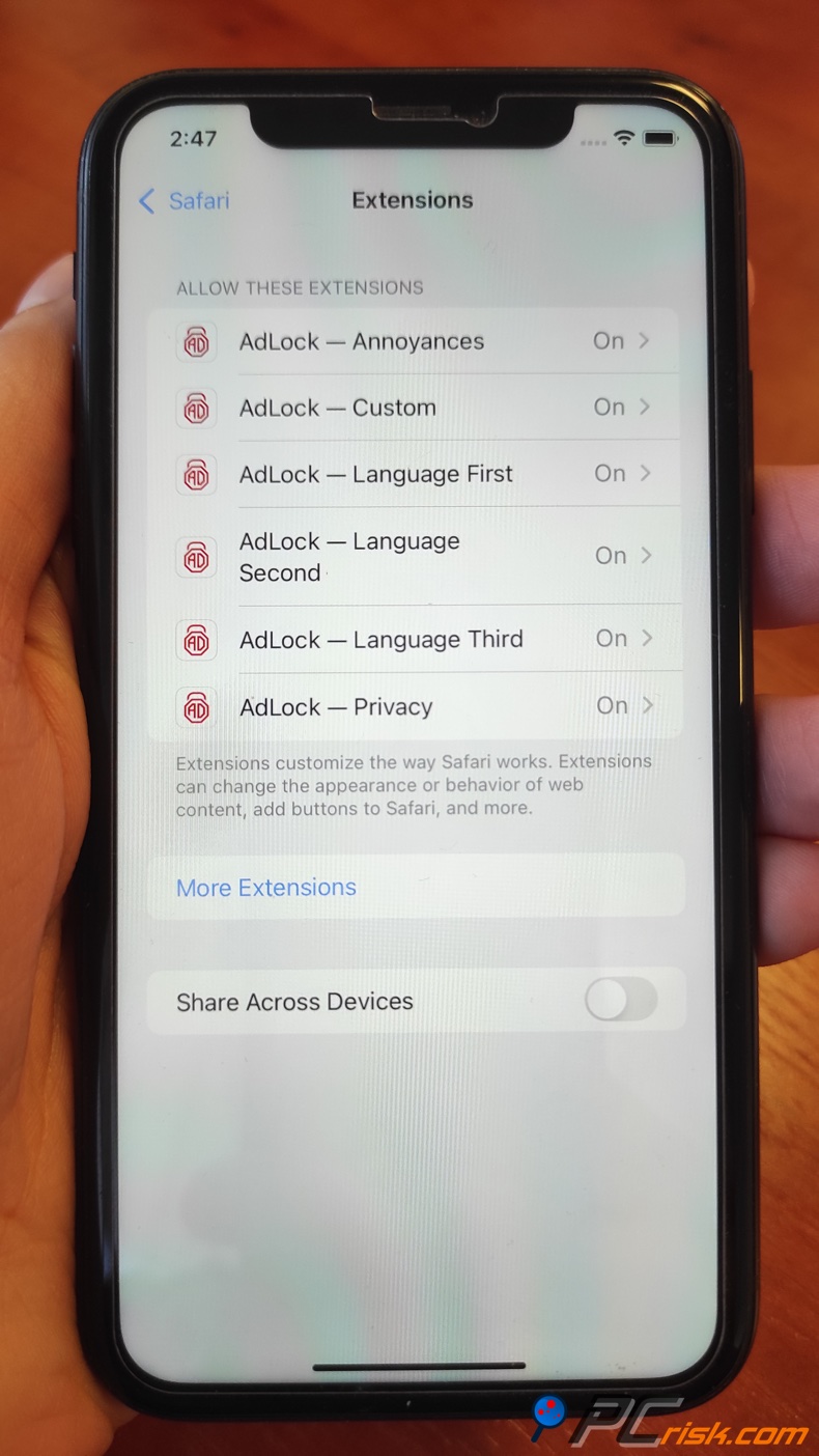 AdLock para la extensión Safari de iOS