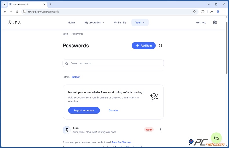 Gestor de contraseñas Aura