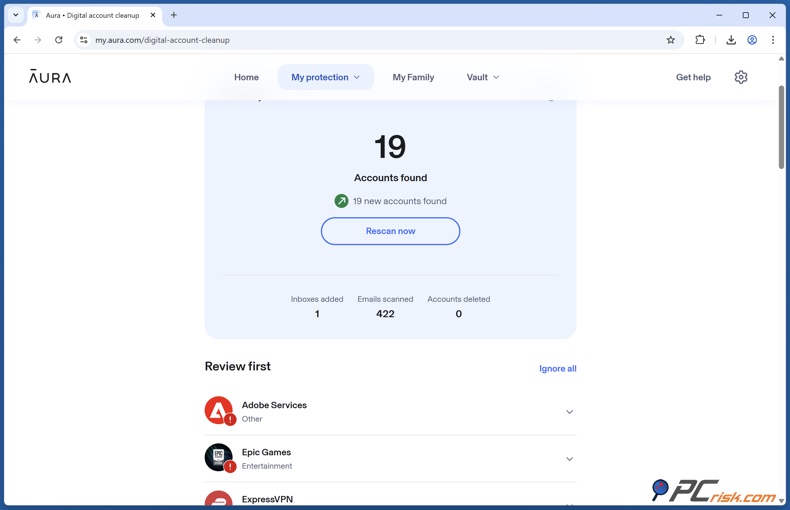Limpieza de cuentas inactivas de Aura